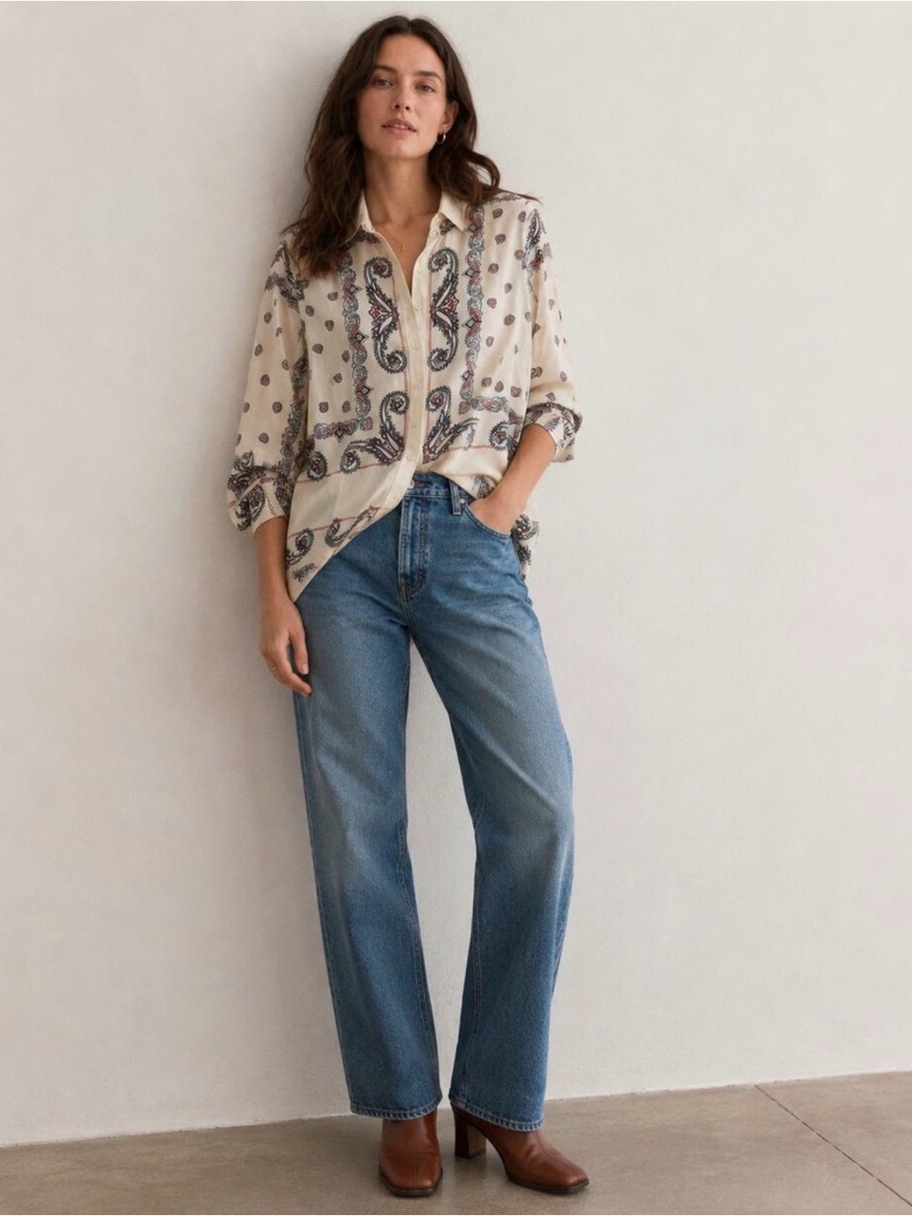 J. Crew Women’s Blouse Paisley Americana Long Sleeve Western Size Small